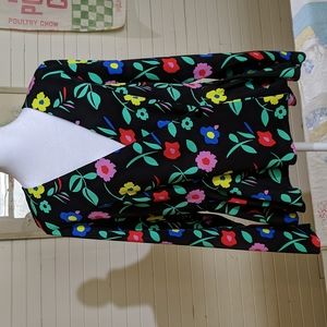 ASOS black floral wrap peplum long sleeve top size 10